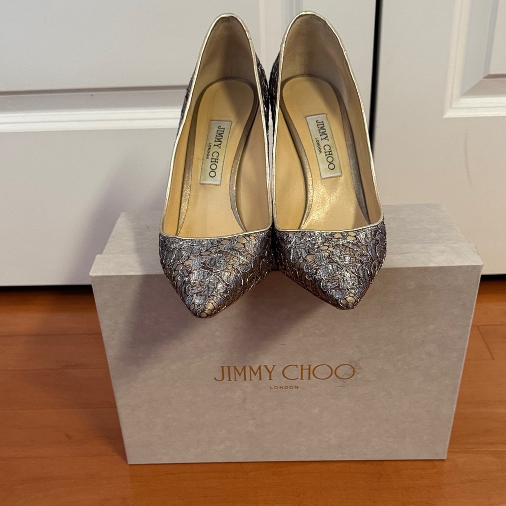 Jimmy Choo Metallic Silver Heels